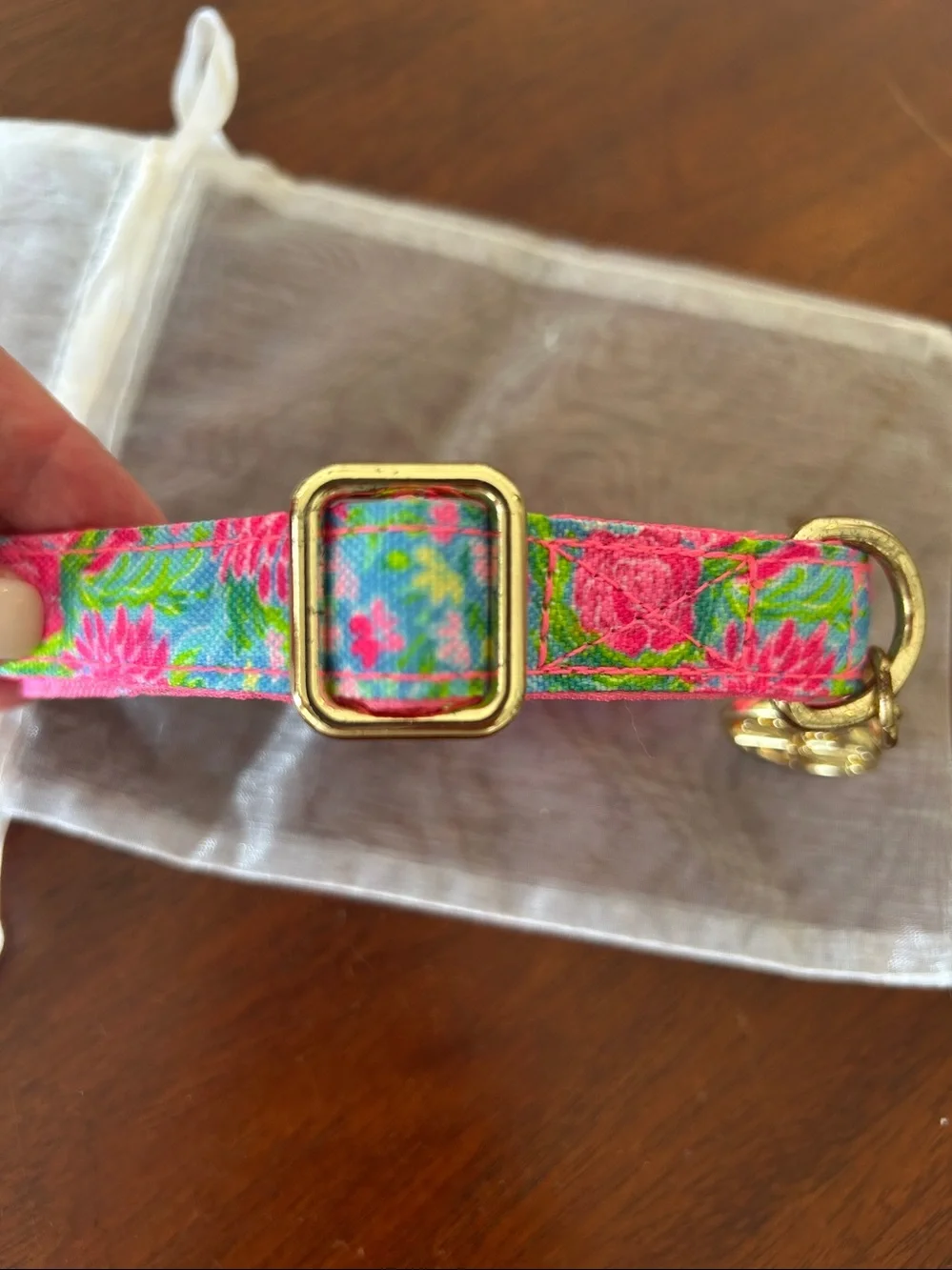 Lilly Pulitzer Mermazing Floral Dog Collar S/M Gold Charm